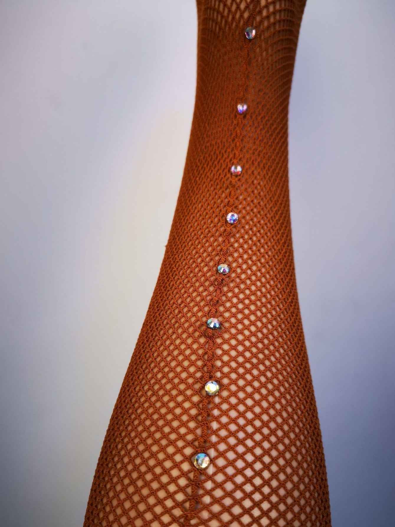 Latin dance bone line fishing net caramel color hard net hot diamond color water diamond jumpsuit net socks