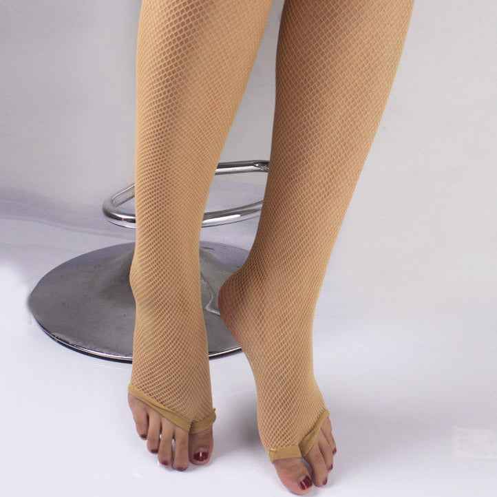 Caramel Fine Mesh Latin Dance Open-Toe Socks