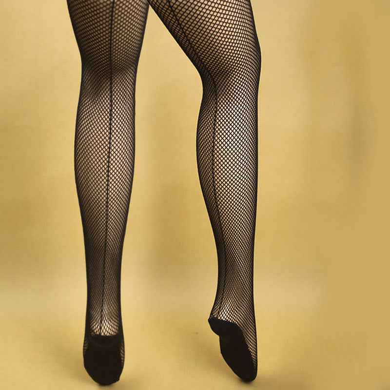 Professional Latin Dance Net Socks Back Seam Design