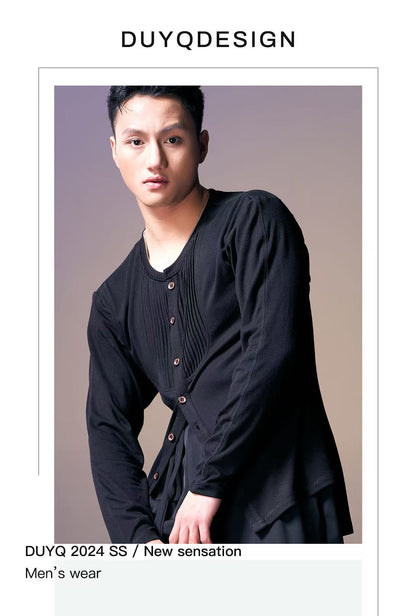 DUYQ.New Men-013 Round-neck Knit Long-sleeve Top - Professional Men's Standard Latin Dance Practice Wear