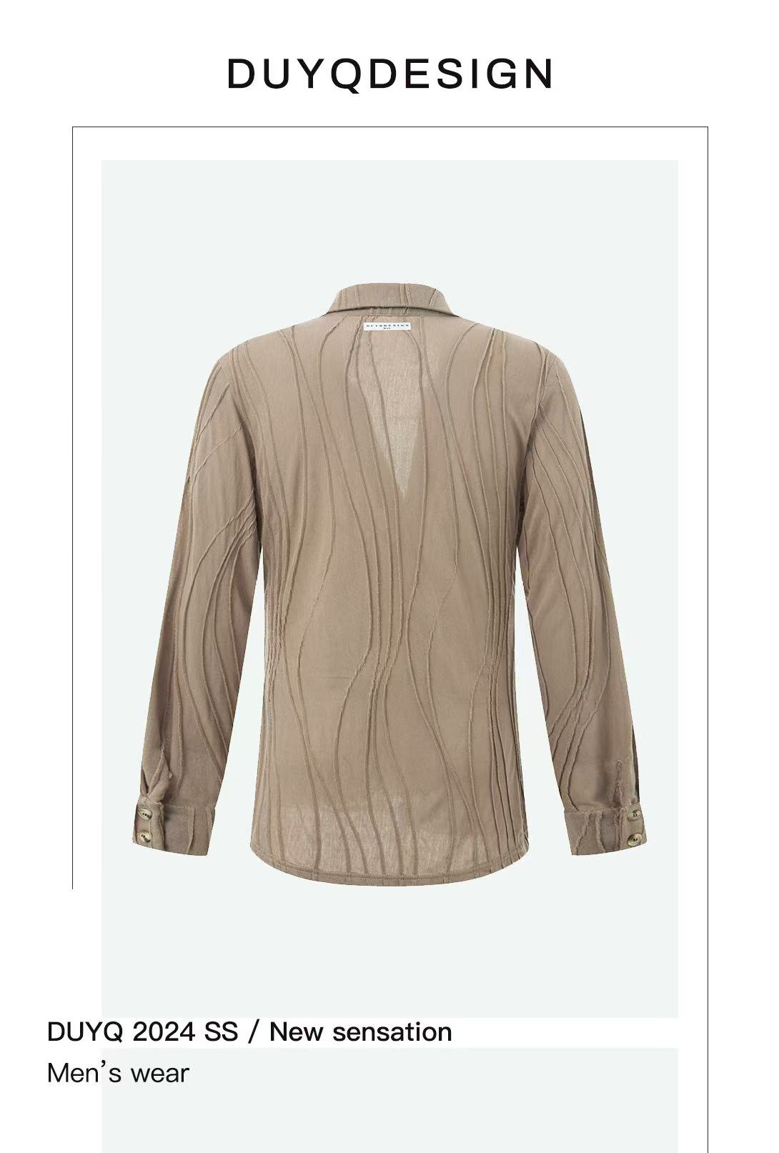 DUYQ.New Men-016 Wave Texture Shirt - Professional Men's Standard Latin Dance Practice Wear for Daily Use