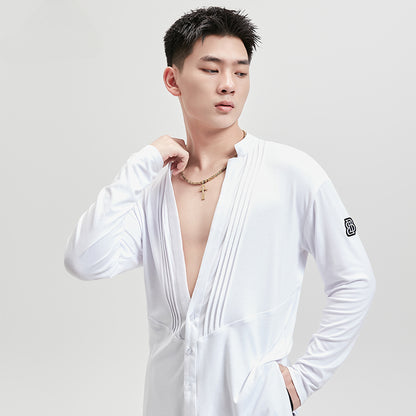 BOBO boys new Latin dance clothes professional tops adult practice clothes art test performance training clothes men's shirts