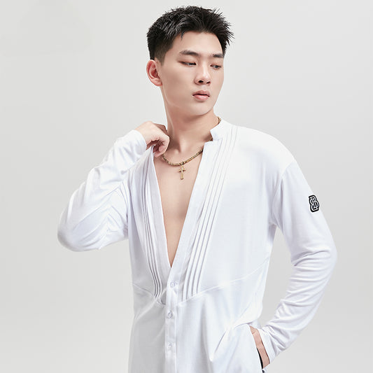 BOBO boys new Latin dance clothes professional tops adult practice clothes art test performance training clothes men's shirts