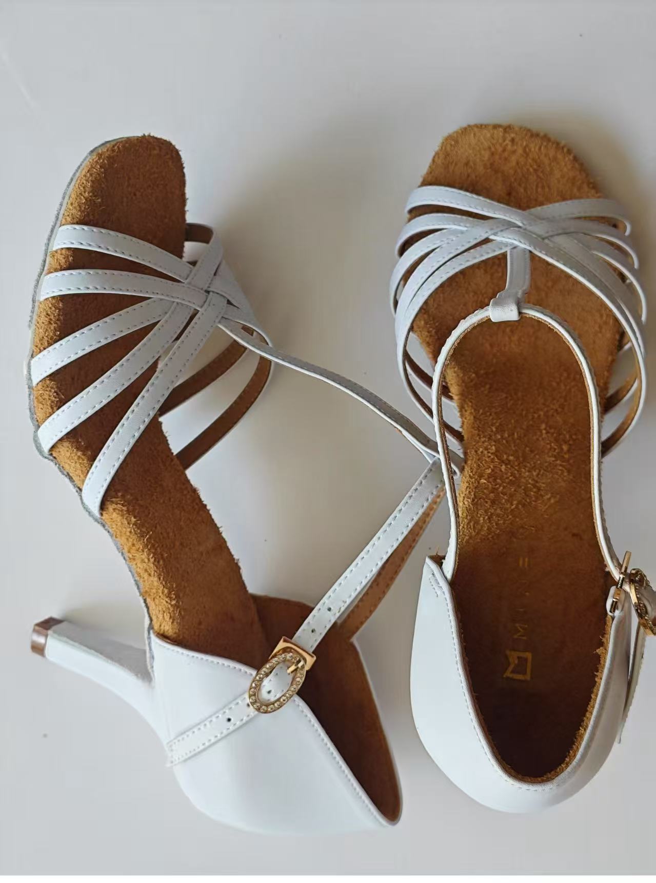 MINEJAS.L071 Women’s White Latin Shoes with Non-Slip Outsole