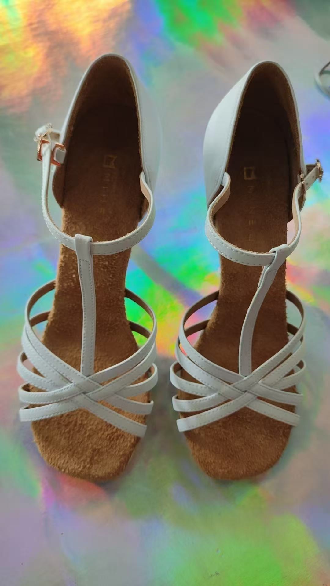 MINEJAS.L071 Women’s White Latin Shoes with Non-Slip Outsole