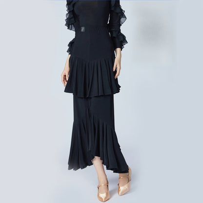 WD.Q28 Double Layer Ballroom smooth Skirts Practice Dance wear