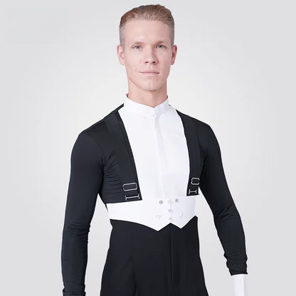 NY Fashion Men's Competition Shirt Zipper Modern Dance Top Performance Shirt180002