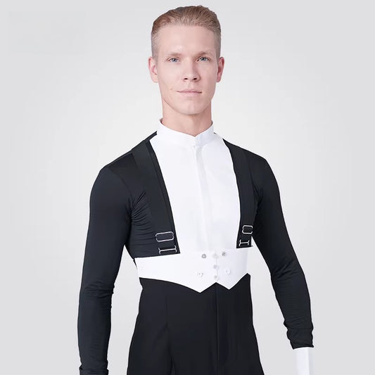 NY Fashion Men's Competition Shirt Zipper Modern Dance Top Performance Shirt180002