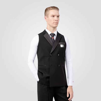 NY Fashion Vest Men's Flat Barrel Collar Double-breasted Ballroom Dance Performance Suit Waltz Practice Suit 23122S