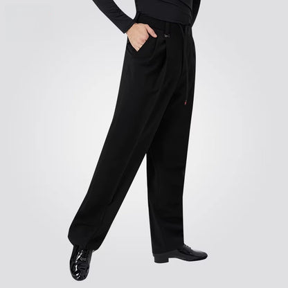 NY Fashion Men's Black Ballroom Latin Dance Pants Performance Pants 22119K