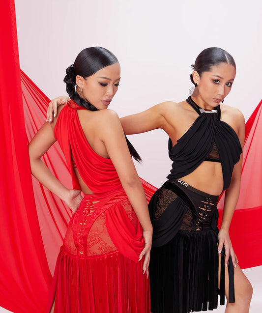 DUYQ [NSAD] 017 Cross-neck short top, national standard women's Latin dance practice uniform, professional class uniform for performance