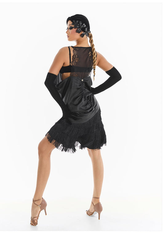 DUYQ [Midnight Star] 003 Latin Classic Black Camisole Dress – Professional Latin Practice Wear