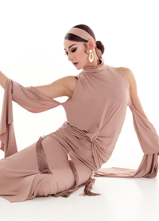 DUYQ Twin Blossom Ballroom 003 High Neck Twist Design Leotard – Women’s Practice Wear