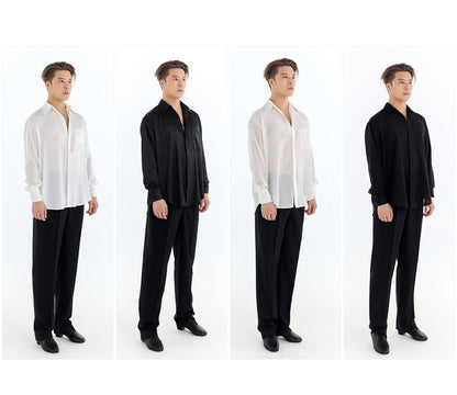 Four individuals wearing black and white outfits on a white background with 'DUYQ DESIGN' branding.