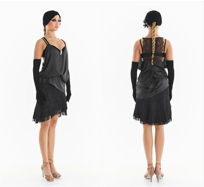 DUYQ [Midnight Star] 003 Latin Classic Black Camisole Dress – Professional Latin Practice Wear