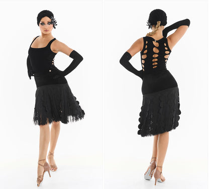 DUYQ [Midnight Star] 006 Latin Velvet Bodycon Skirt – Professional Latin Practice Wear