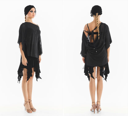 DUYQ [Midnight Star] 015 Latin Reversible Cowl Neck Top – Professional Latin Practice Wear