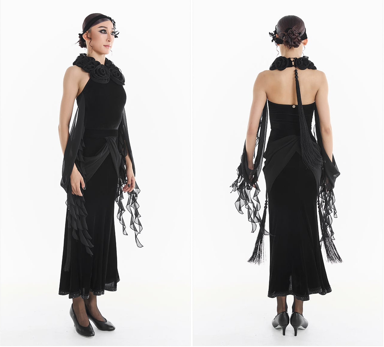 DUYQ [Midnight Star] 009 Ballroom Rose Bodysuit – Professional Ballroom Practice Wear - Mine·Jas