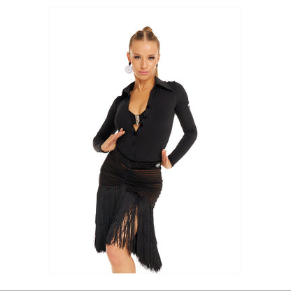 DUYQ [Polina-2] 010 Multi-Layer Heavy Craftsmanship Fringe Half Skirt, National Standard Women's Latin Dance Practice Costume