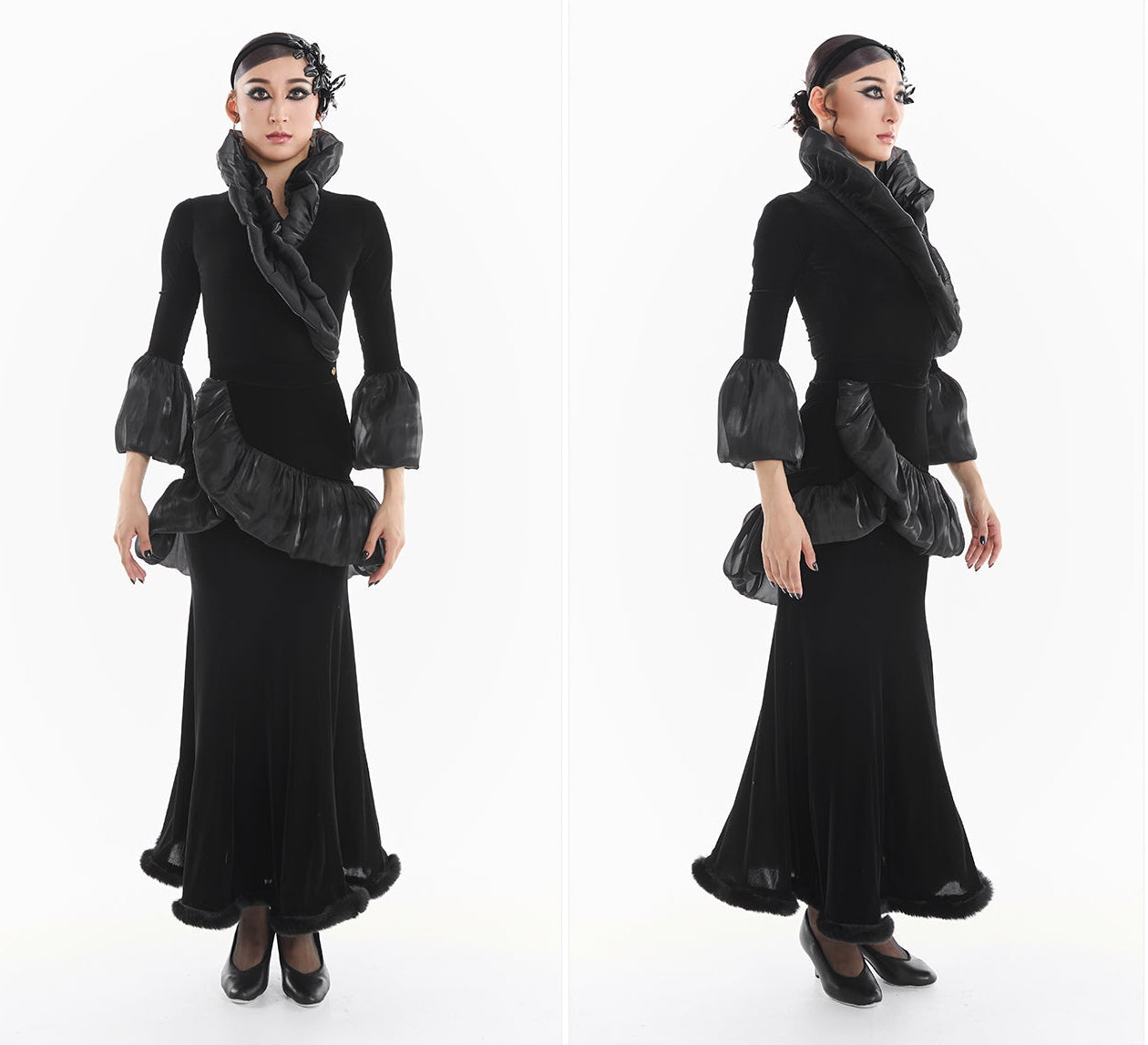 DUYQ [Midnight Star] 004 Ballroom Retro Court Style Skirt – Professional Ballroom Practice Wear - Mine·Jas