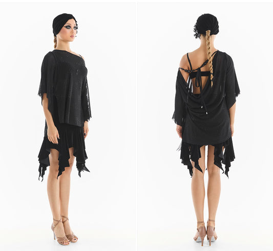 DUYQ [Midnight Star] 016 Latin Asymmetric Pleated Skirt – Latin Practice Wear