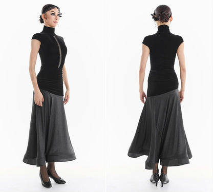 DUYQ [Midnight Star] 013 Ballroom High Neck Sleeveless Cut-Out Bodysuit – Professional Ballroom Practice Wear