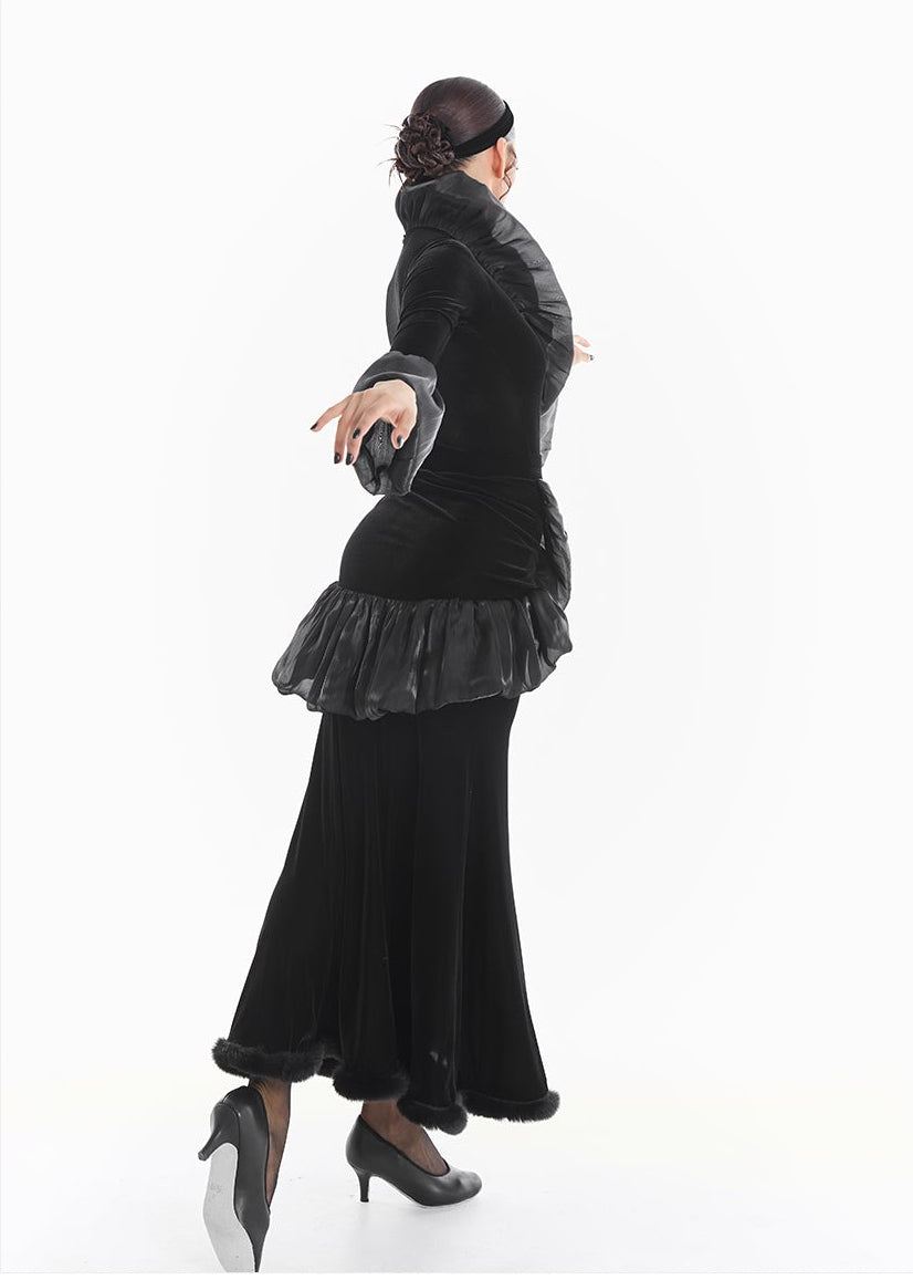 DUYQ [Midnight Star] 003 Ballroom Retro Court Style Bodysuit – Professional Ballroom Practice Wear - Mine·Jas