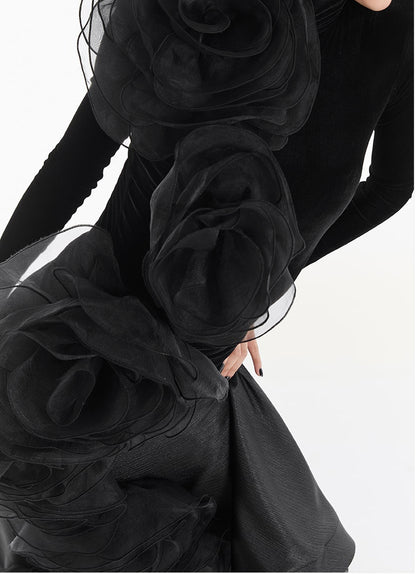 DUYQ [Midnight Star] 007 Ballroom Luxury Flower Bodysuit – Ballroom Practice & Performance Wear - Mine·Jas