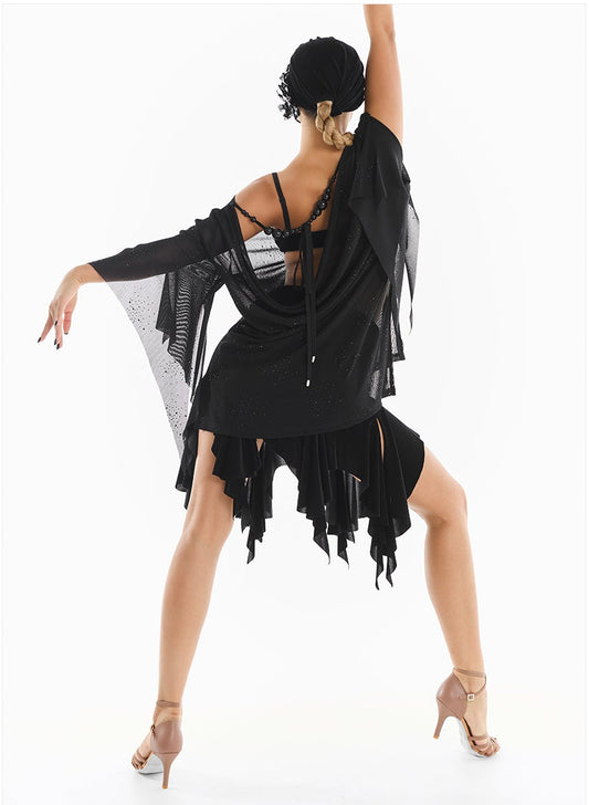 DUYQ [Midnight Star] 016 Latin Asymmetric Pleated Skirt – Latin Practice Wear