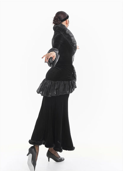 DUYQ [Midnight Star] 004 Ballroom Retro Court Style Skirt – Professional Ballroom Practice Wear - Mine·Jas