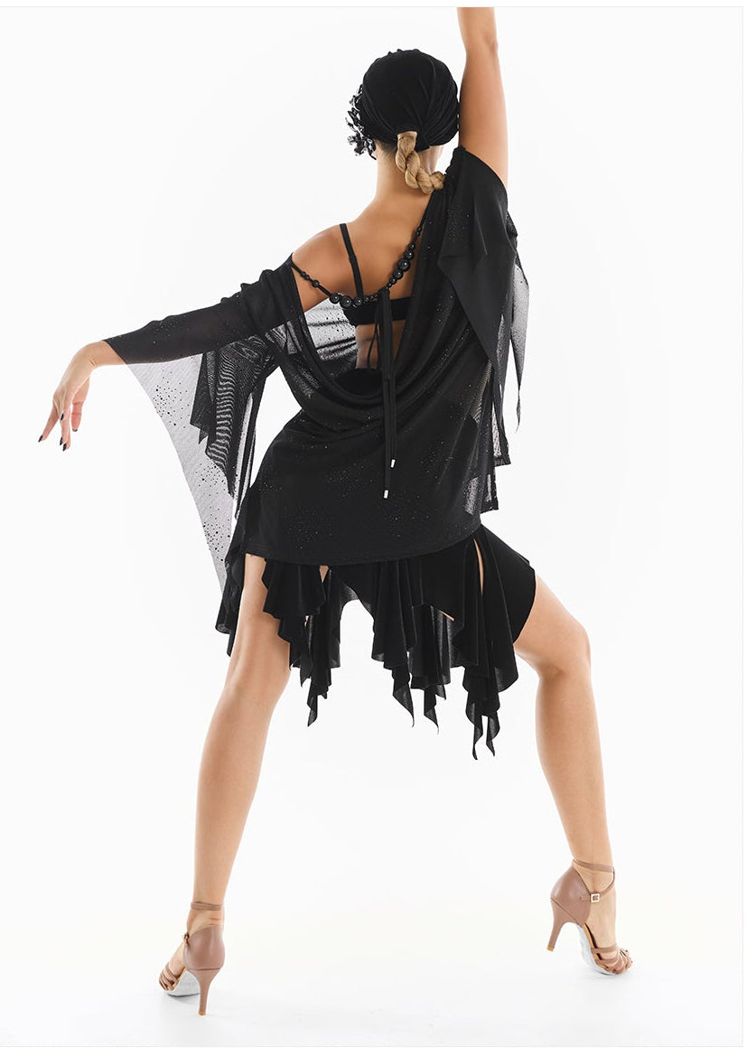 DUYQ [Midnight Star] 015 Latin Reversible Cowl Neck Top – Professional Latin Practice Wear