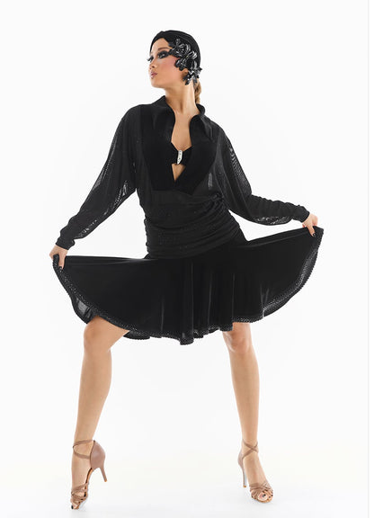 DUYQ [Midnight Star] 002 Latin Velvet Ruffle Skirt – Professional Latin Practice Wear