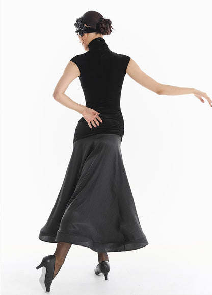 DUYQ [Midnight Star] 014 Ballroom Velvet Patchwork Long Skirt – Professional Ballroom Practice Wear