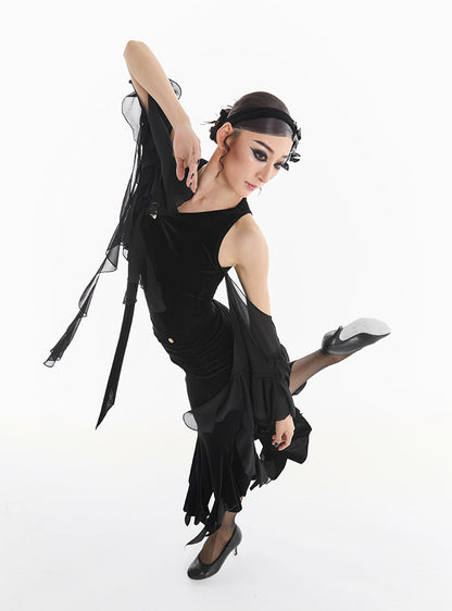DUYQ [Midnight Star] 016 Ballroom Velvet Pleated Skirt – Professional Ballroom Practice Wear