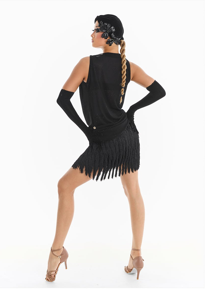 DUYQ [Midnight Star] 014 Latin Black Fringe Mini Skirt – Professional Latin Practice Wear