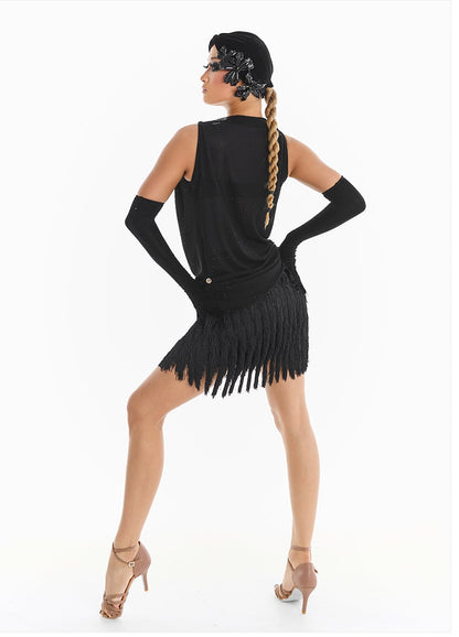 DUYQ [Midnight Star] 014 Latin Black Fringe Mini Skirt – Professional Latin Practice Wear