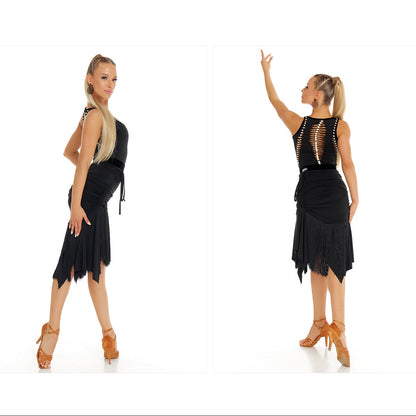 DUYQ [Polina-2] 005 Spine-Cut One-Piece Top, National Standard Women's Latin Dance Practice & Performance Costume