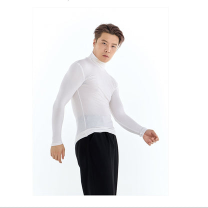 Person wearing a white long-sleeve shirt and black pants on a white background with 'DUNYODESIGN' branding.