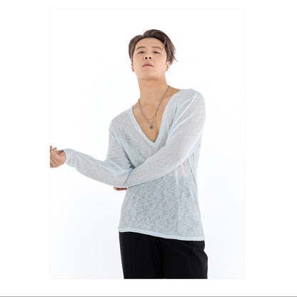 DUYQ A/W 008 Men's Sweetheart Neck Latin Ballroom Practice Top - Long Sleeve | Basic Style
