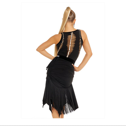 DUYQ [Polina-2] 005 Spine-Cut One-Piece Top, National Standard Women's Latin Dance Practice & Performance Costume