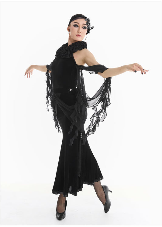DUYQ [Midnight Star] 009 Ballroom Rose Bodysuit – Professional Ballroom Practice Wear - Mine·Jas