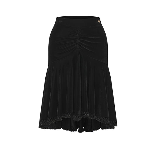 DUYQ [Midnight Star] 002 Latin Velvet Ruffle Skirt – Professional Latin Practice Wear