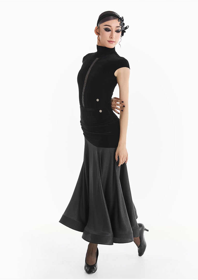 DUYQ [Midnight Star] 013 Ballroom High Neck Sleeveless Cut-Out Bodysuit – Professional Ballroom Practice Wear