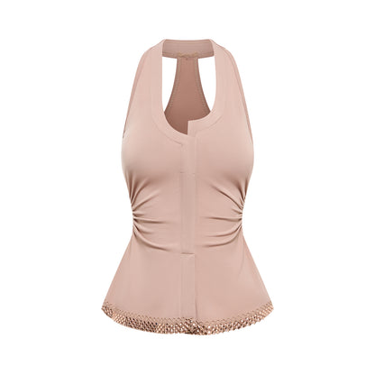 DUYQ “Twin Flowers Latin” 001 Misaligned Top – Basic Tank Latin Dance Practice & Performance Wear