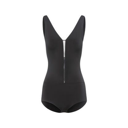 DUYQ [Polina-2] 001 Basic Style Black Leotard, National Standard Women's Latin Dance Practice & Performance Costume