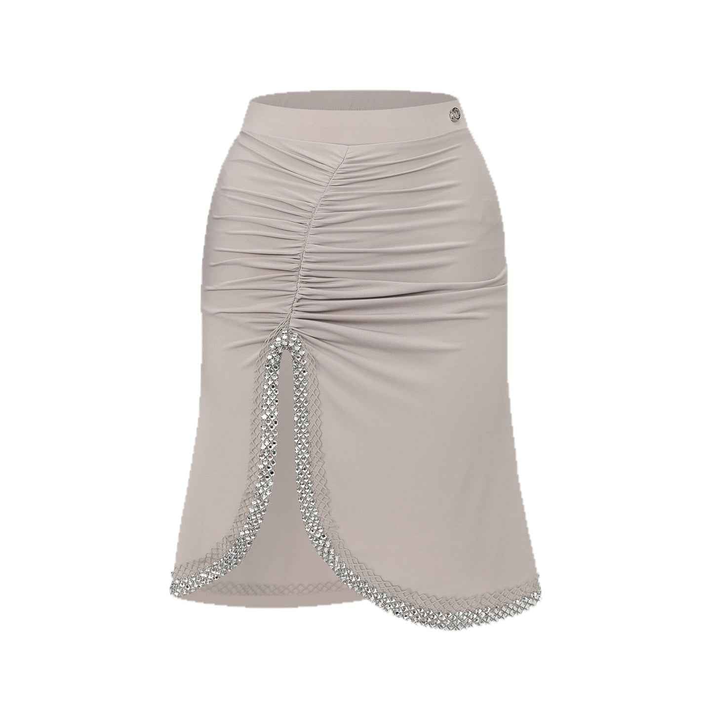 DUYQ 012 Lapel Diamond Trim Skirt for Latin Dance