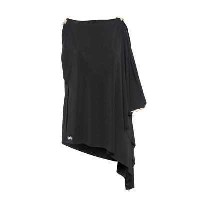 DUYQ [Polina-2] 017 Black Original Double-Shoulder Top, Professional National Standard Women's Latin Dance Practice Costume