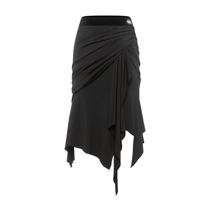 DUYQ [Polina-2] 018 Original Black Half Skirt, Professional National Standard Women's Latin Dance Practice Costume