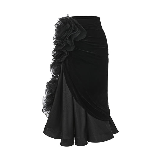 DUYQ [Midnight Star] 008 Ballroom Luxury Flower Skirt – Ballroom Practice & Performance Wear - Mine·Jas