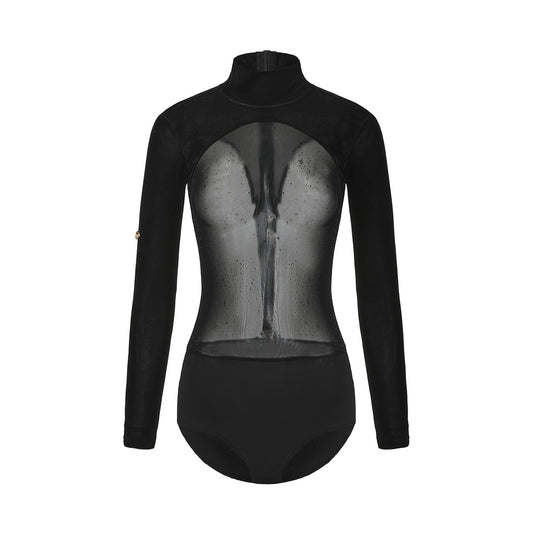 DUYQ [Midnight Star] 007 Latin Long Sleeve Patchwork Bodysuit – Professional Latin Practice Wear